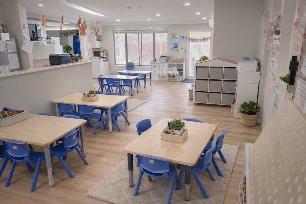 Flexible early learning classroom prepared for independent discovery at Super Stars Cooloongup